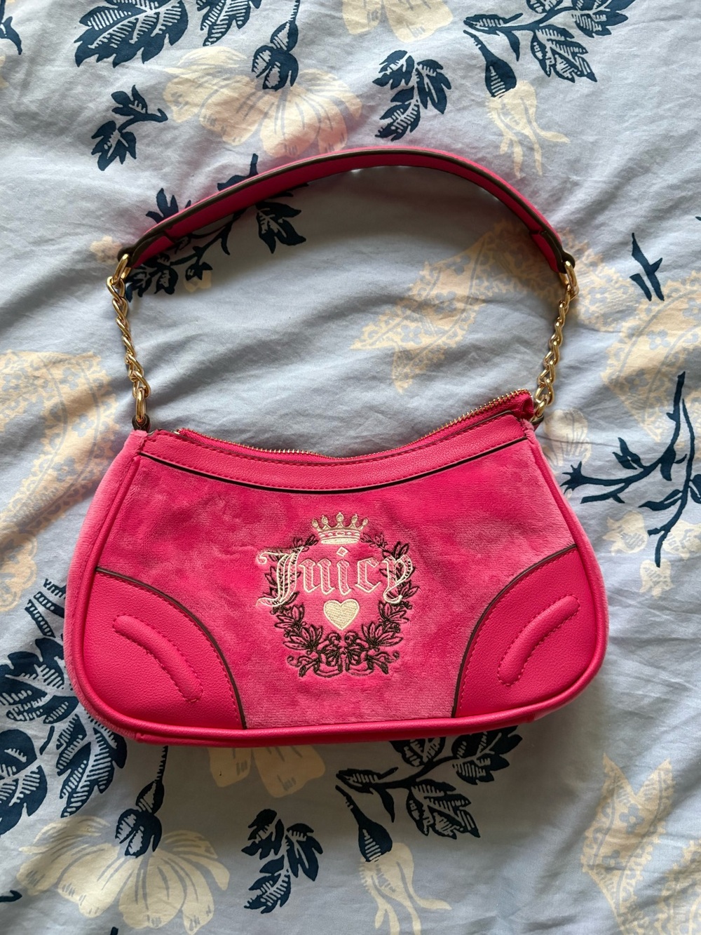 Juicy Couture Hot Pink Mini Shoulder Bag with Gold Chain